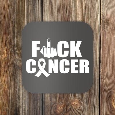 Fuck Cancer Ribbon Middle Finger Coaster