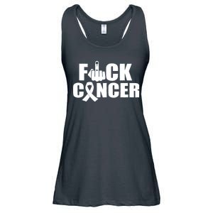 Fuck Cancer Ribbon Middle Finger Ladies Essential Flowy Tank