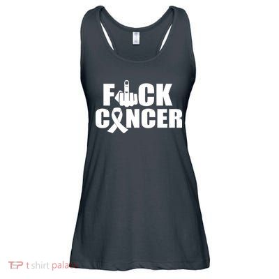 Fuck Cancer Ribbon Middle Finger Ladies Essential Flowy Tank