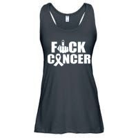 Fuck Cancer Ribbon Middle Finger Ladies Essential Flowy Tank