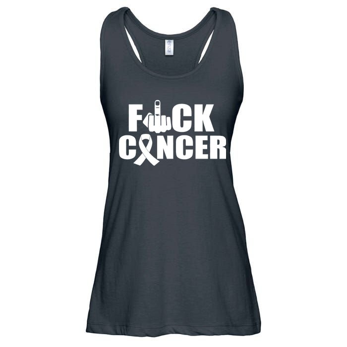 Fuck Cancer Ribbon Middle Finger Ladies Essential Flowy Tank