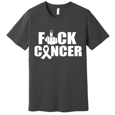 Fuck Cancer Ribbon Middle Finger Premium T-Shirt