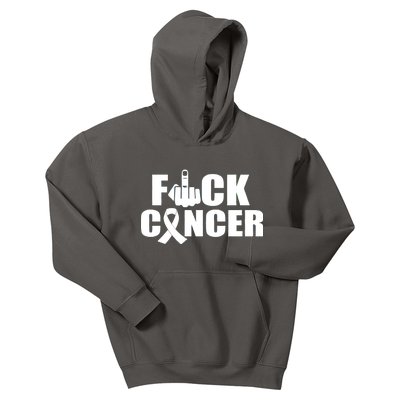 Fuck Cancer Ribbon Middle Finger Kids Hoodie