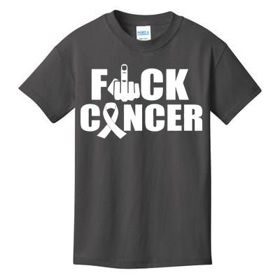 Fuck Cancer Ribbon Middle Finger Kids T-Shirt