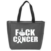 Fuck Cancer Ribbon Middle Finger Zip Tote Bag