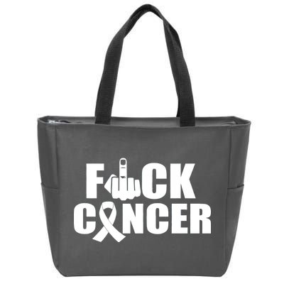 Fuck Cancer Ribbon Middle Finger Zip Tote Bag