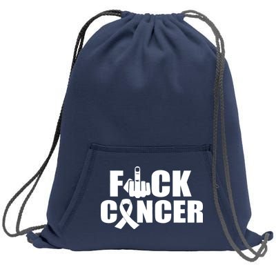 Fuck Cancer Ribbon Middle Finger Sweatshirt Cinch Pack Bag