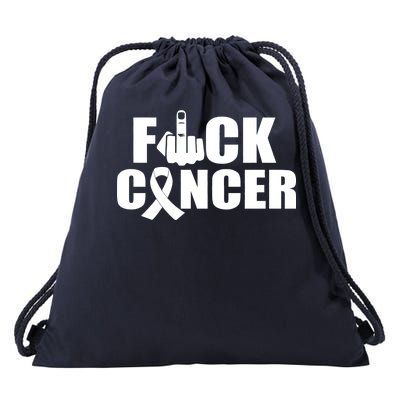 Fuck Cancer Ribbon Middle Finger Drawstring Bag