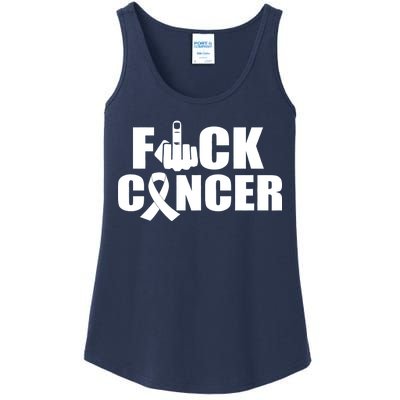 Fuck Cancer Ribbon Middle Finger Ladies Essential Tank