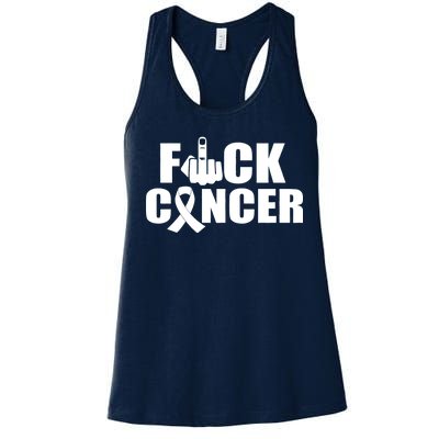 Fuck Cancer Ribbon Middle Finger Women's Racerback Tank