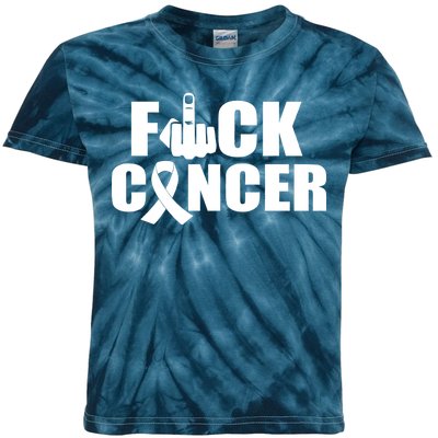 Fuck Cancer Ribbon Middle Finger Kids Tie-Dye T-Shirt