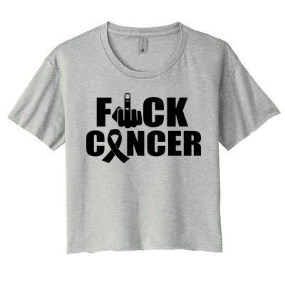 Fuck Cancer Ribbon Middle Finger Women's Crop Top Tee