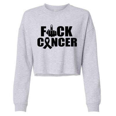 Fuck Cancer Ribbon Middle Finger Cropped Pullover Crew