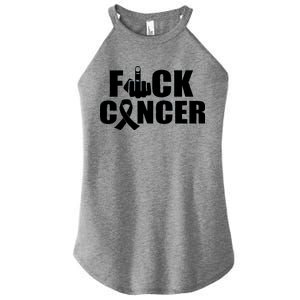 Fuck Cancer Ribbon Middle Finger Women's Perfect Tri Rocker Tank