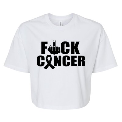 Fuck Cancer Ribbon Middle Finger Bella+Canvas Jersey Crop Tee