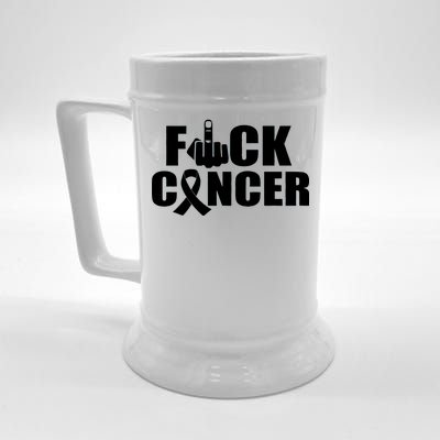 Fuck Cancer Ribbon Middle Finger Beer Stein