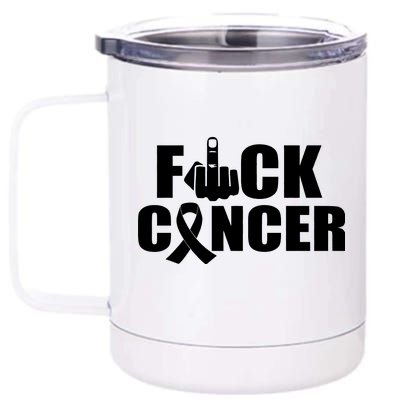 Fuck Cancer Ribbon Middle Finger 12 oz Stainless Steel Tumbler Cup