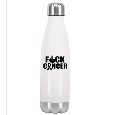 Fuck Cancer Ribbon Middle Finger Stainless Steel Insulated Water Bottle