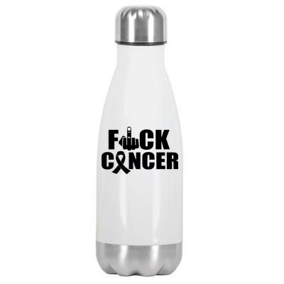 Fuck Cancer Ribbon Middle Finger Stainless Steel Insulated Water Bottle