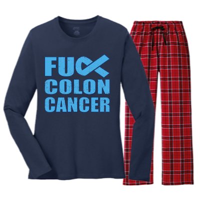 Fuck Colon Cancer Women's Long Sleeve Flannel Pajama Set 