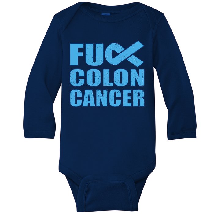 Fuck Colon Cancer Baby Long Sleeve Bodysuit