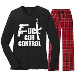 Fuck Gun Control Women's Long Sleeve Flannel Pajama Set 