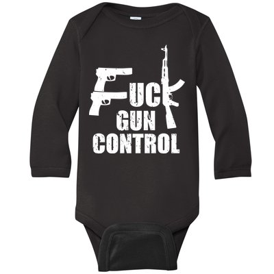 Fuck Gun Control Baby Long Sleeve Bodysuit