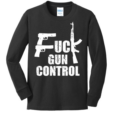 Fuck Gun Control Kids Long Sleeve Shirt