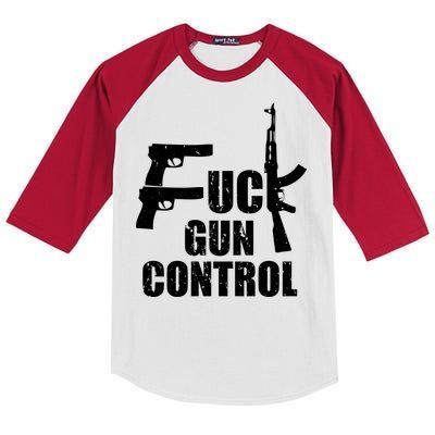 Fuck Gun Control Kids Colorblock Raglan Jersey