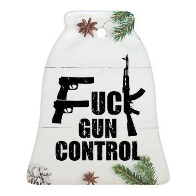 Fuck Gun Control Ceramic Bell Ornament