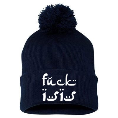 Fuck Isis Arabic Logo Pom Pom 12in Knit Beanie