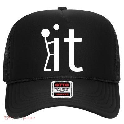 Fuck It Logo Figure High Crown Mesh Back Trucker Hat