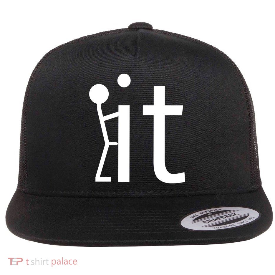 Fuck It Logo Figure Flat Bill Trucker Hat