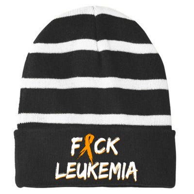 Fuck Leukemia Striped Beanie with Solid Band