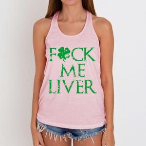 Fuck Me Liver Irish Whiskey Funny St. Patrick's Day Women's Knotted Racerback Tank