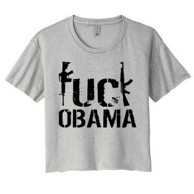 Fuck Obama Gun Rights Women's Crop Top Tee