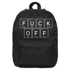 Fuck Off - Funny Adult Humor Periodic Table Of Elements 16 in Basic Backpack