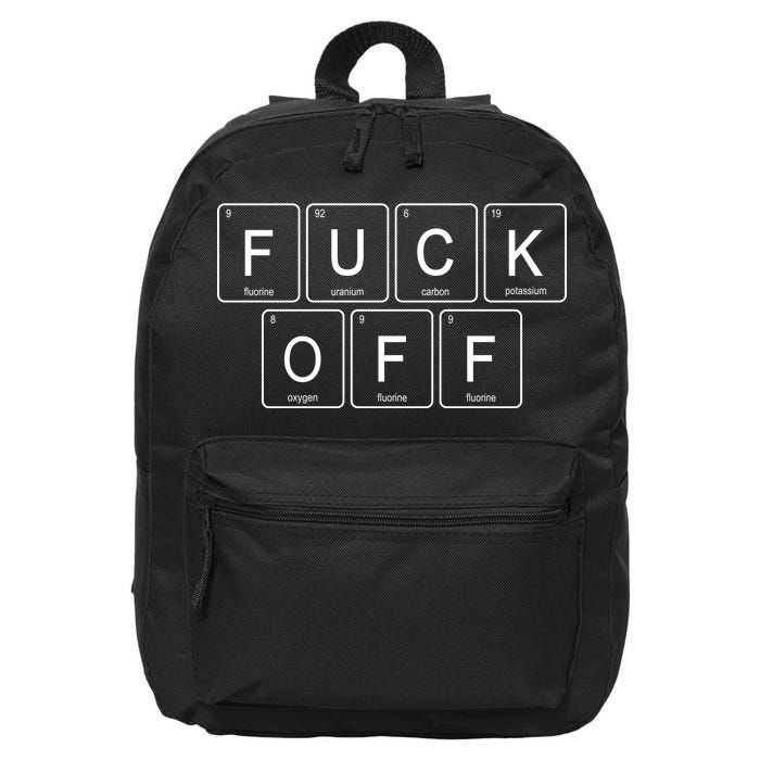 Fuck Off - Funny Adult Humor Periodic Table Of Elements 16 in Basic Backpack