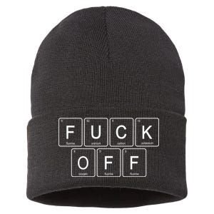 Fuck Off - Funny Adult Humor Periodic Table Of Elements Sustainable Knit Beanie