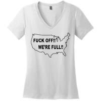 Fuck Off We're Full United States Women's V-Neck T-Shirt