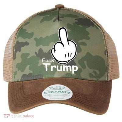 Fuck Trump Cartoon Middle Finger Resist Anti Trump Legacy Tie Dye Trucker Hat