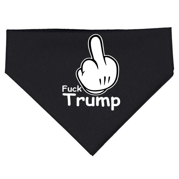 Fuck Trump Cartoon Middle Finger Resist Anti Trump USA-Made Doggie Bandana