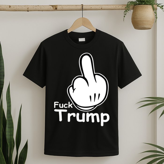 Fuck Trump Cartoon Middle Finger Resist Anti Trump T-Shirt