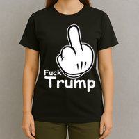 Fuck Trump Cartoon Middle Finger Resist Anti Trump T-Shirt