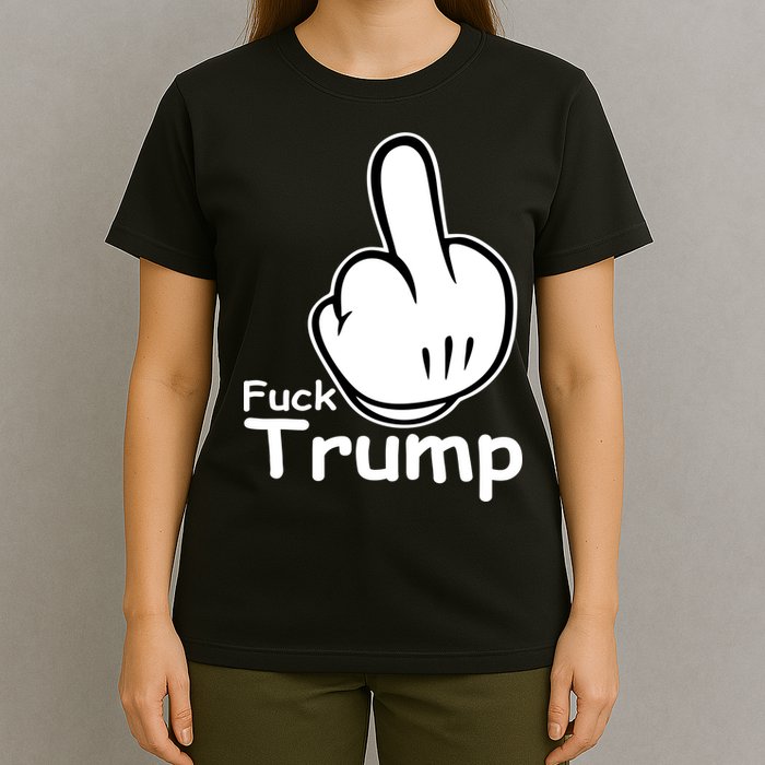 Fuck Trump Cartoon Middle Finger Resist Anti Trump T-Shirt