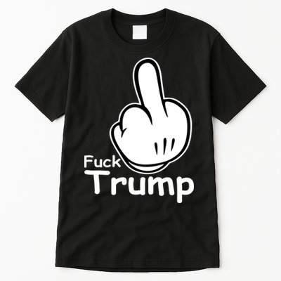 Fuck Trump Cartoon Middle Finger Resist Anti Trump Tall T-Shirt