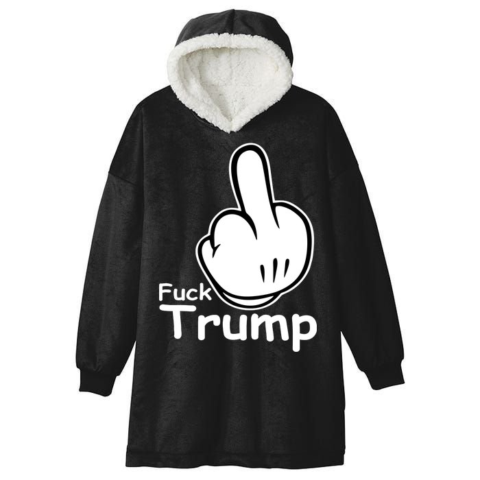 Fuck Trump Cartoon Middle Finger Resist Anti Trump Hooded Wearable Blanket