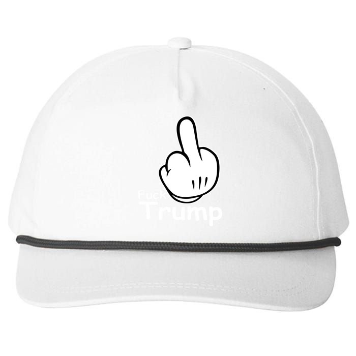 Fuck Trump Cartoon Middle Finger Resist Anti Trump Snapback Five-Panel Rope Hat