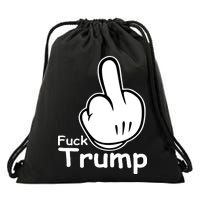 Fuck Trump Cartoon Middle Finger Resist Anti Trump Drawstring Bag