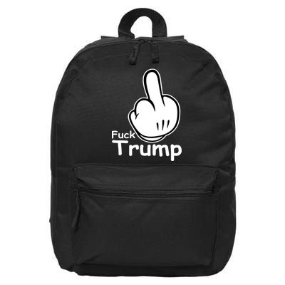 Fuck Trump Cartoon Middle Finger Resist Anti Trump 16 in Basic Backpack